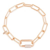 APM Monaco 链条手链饰滑动圆环 - 粉金色银
